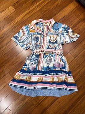 Farm Rio Cerrado Stamps Mini Shirtdress XL